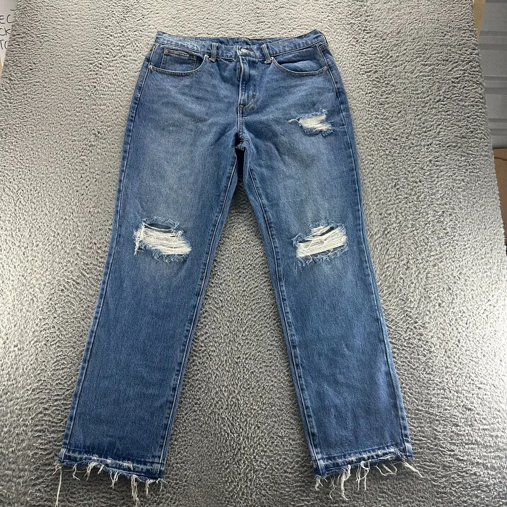 Arizona Jeans Mens 34x32 Blue Cotton Denim Straight Leg Relaxed Baggy Distressed
